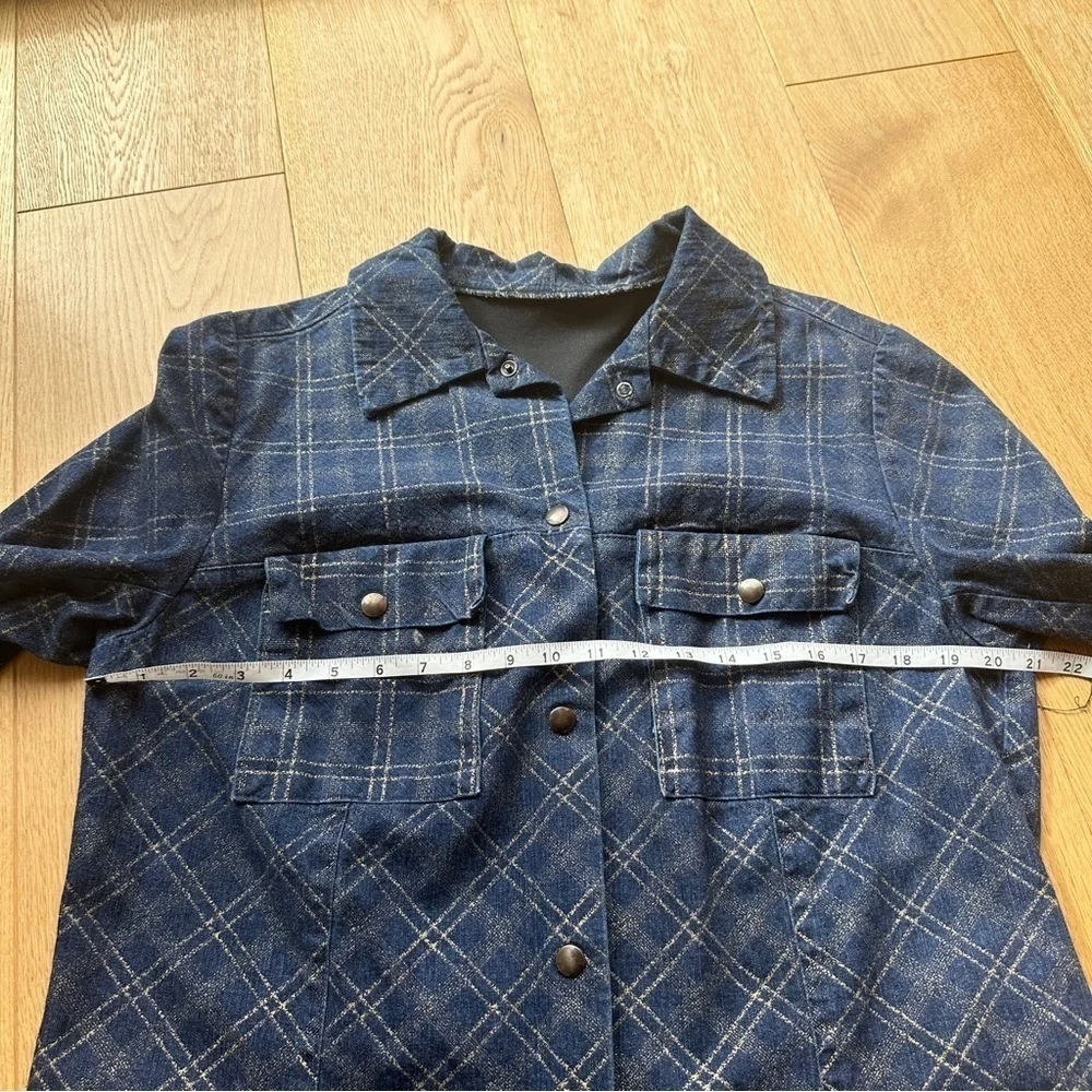 VINTAGE DENIM SHACKET WITH GOLD STRIPES - Picture 8 of 9